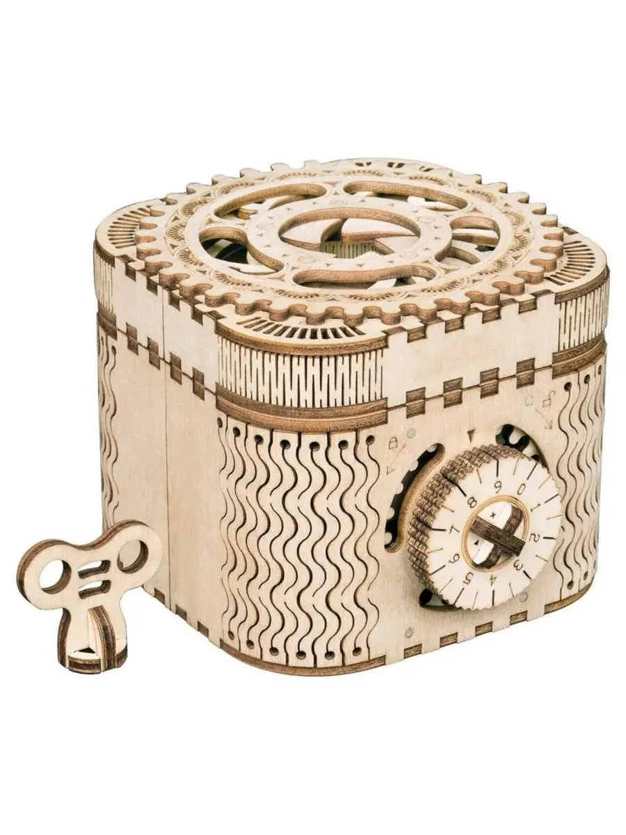 Набор для сборки деревянной 3D-головоломки Puzzle Box, бежевый, 12 см 10 см 3,10 см Robotime — изображение 1 из 5, нет цвета