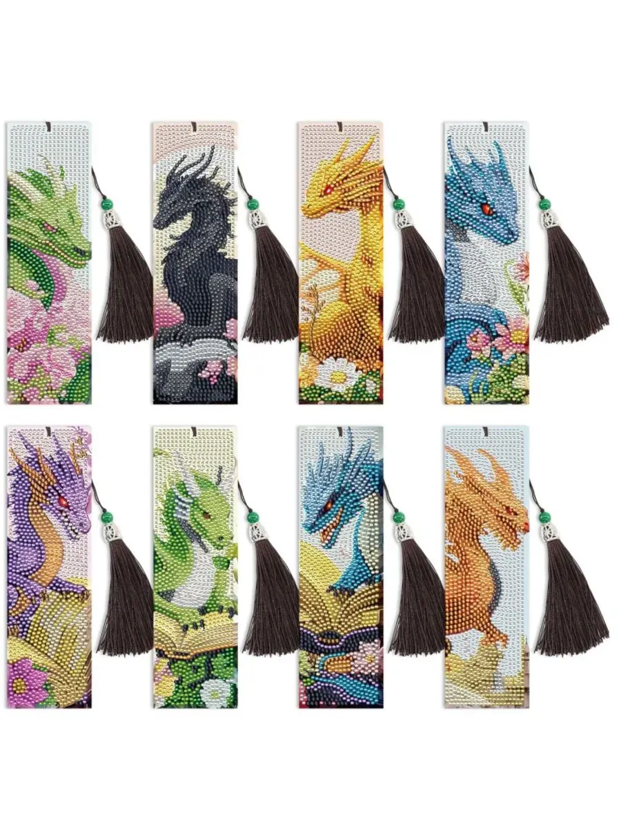 Набор для создания закладок с бриллиантовой мозаикой Boho Painting, 8 предметов GNUADZ, Dragon 8pcs — изображение 1 из 4