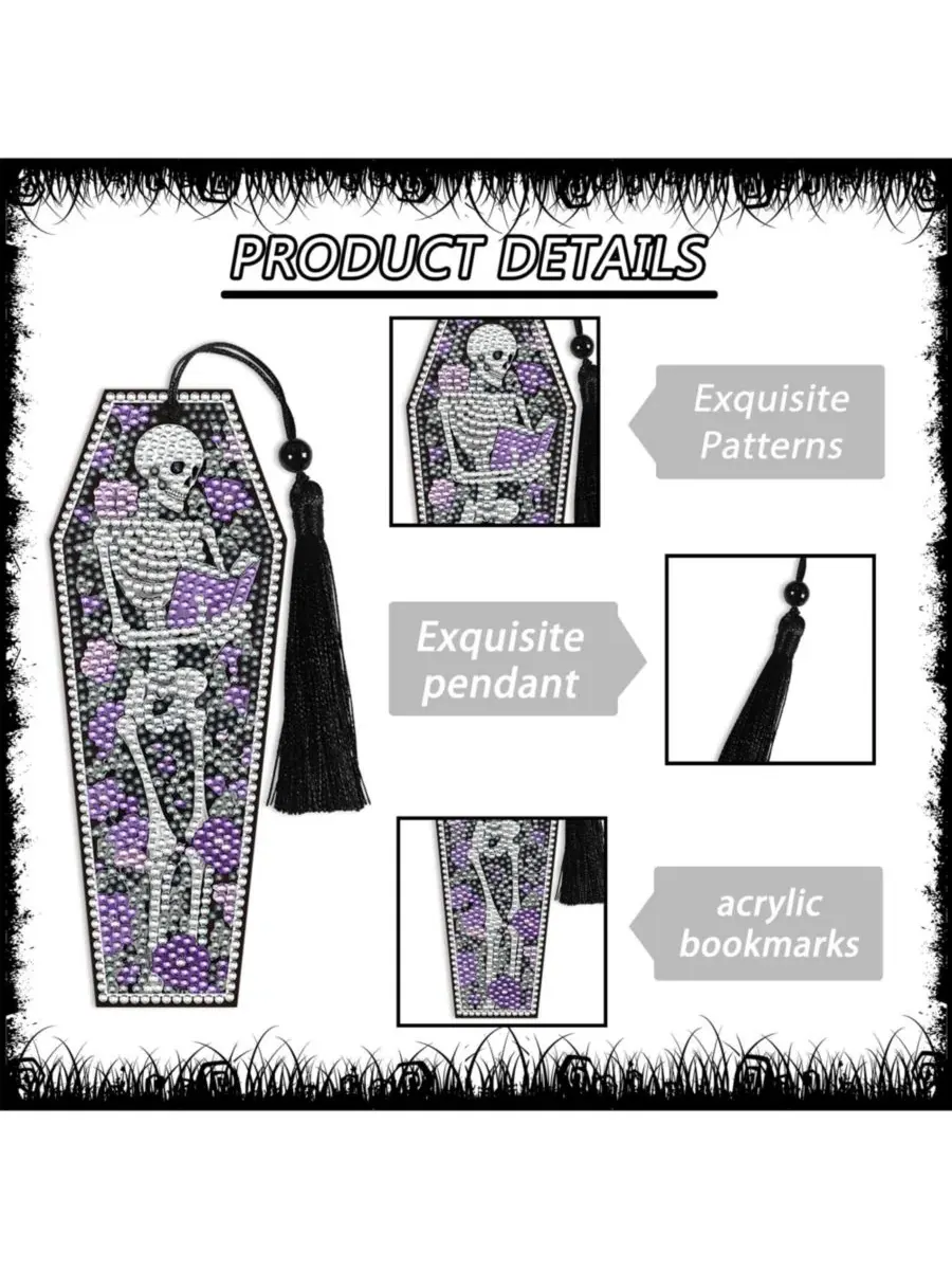 Набор для творчества «Boho Painting Bookmark Kit» с алмазной мозаикой, 8 предметов GNUADZ, Gothic — изображение 4 из 4