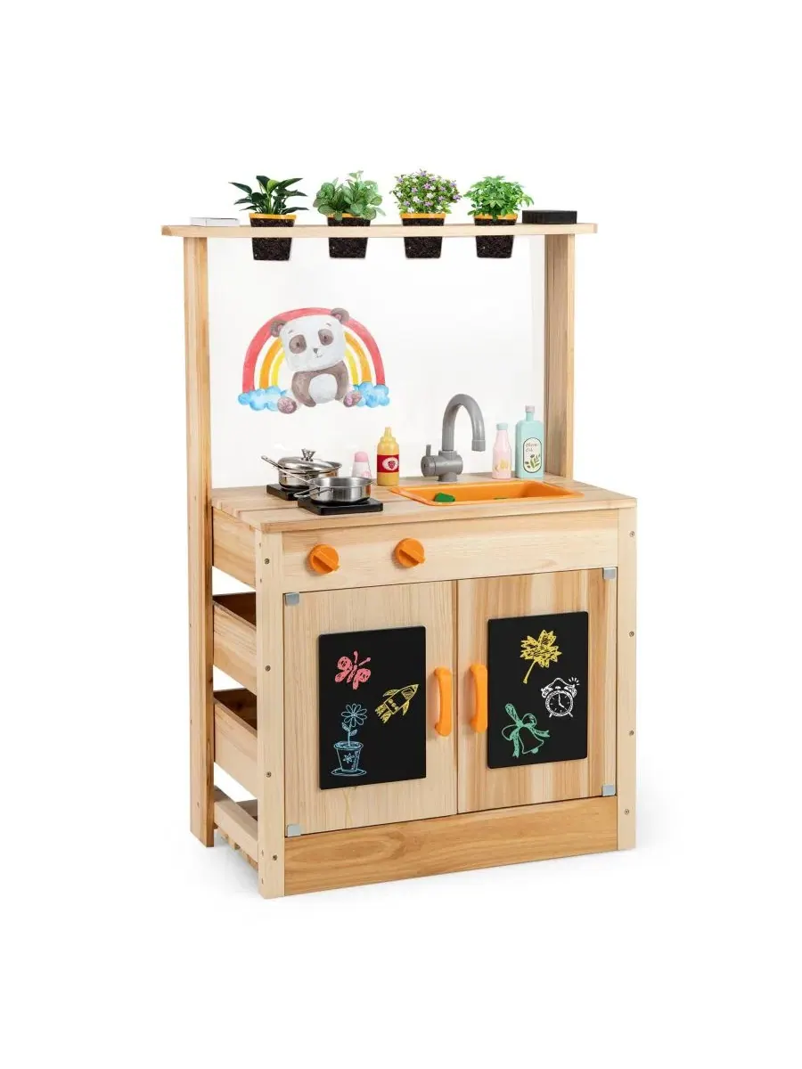 Детский деревянный игровой набор для игр на открытом воздухе: кухня из грязи, раковина, печь, 4