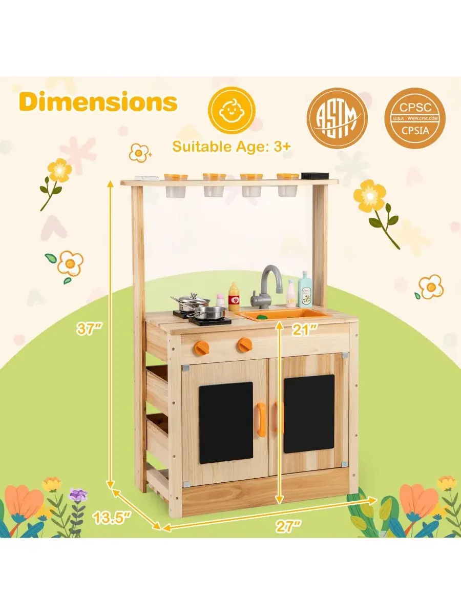 Детский деревянный игровой набор для игр на открытом воздухе: кухня из грязи, раковина, печь, 4 — изображение 2 из 10