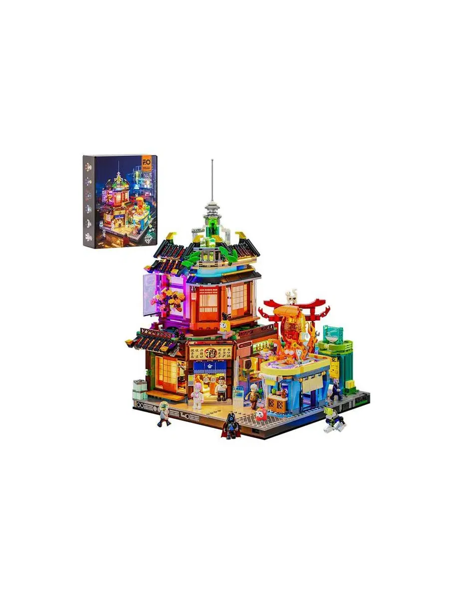 Конструктор Lumibricks 1987 Pcs Cyberpunk Japanese Izakaya Neon City Building Bricks, Future Pub