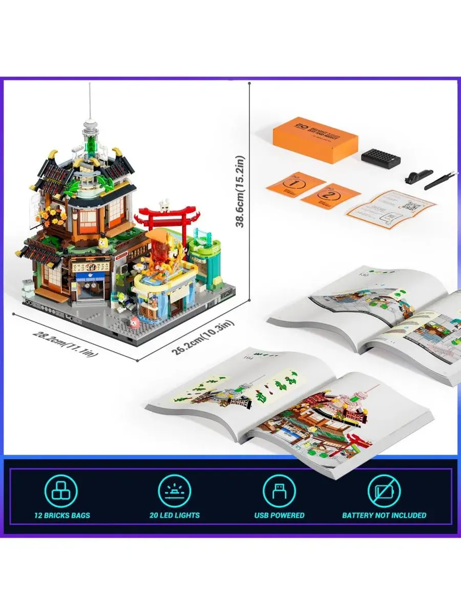 Конструктор Lumibricks 1987 Pcs Cyberpunk Japanese Izakaya Neon City Building Bricks, Future Pub — изображение 10 из 10