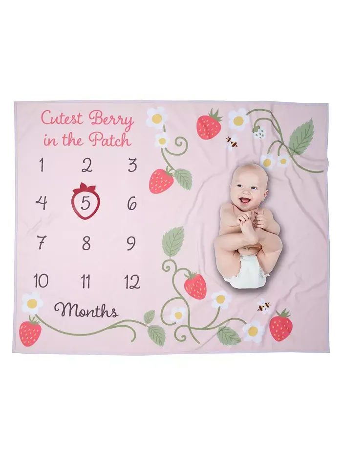 Плед для фотосессии первых достижений малыша Strawberry Patch Lambs & Ivy — изображение 1 из 1, розовый