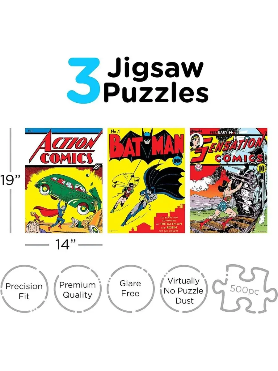 Набор из 3 пазлов DC Comics, 500 деталей NMR Distribution — изображение 2 из 4, нет цвета