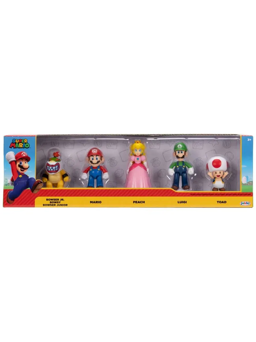 Набор фигурок Super Mario, 5 шт., Mario, Luigi, Princess Peach, Toad, Bowser Jr., 2.5 дюйма SUPER — мульти