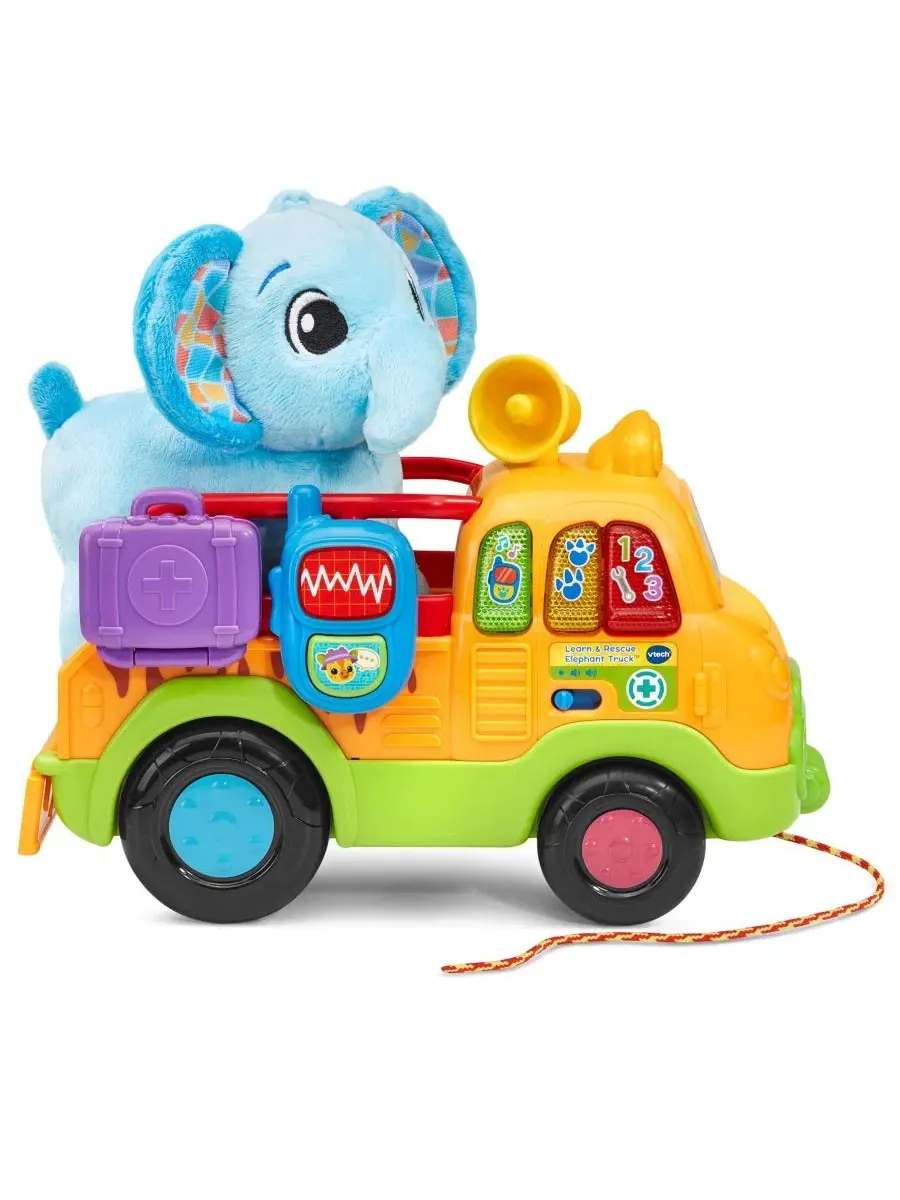 Обучающая игрушка-грузовик VTech с плюшевым слоном, модель Learn and Rescue Elephant Truck — мульти