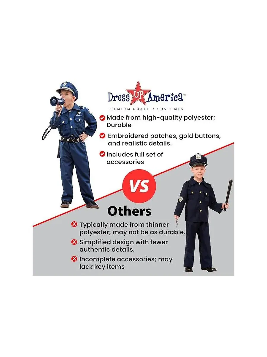 Костюм полицейского Police Officer Costume Set Dress Up America — изображение 3 из 5