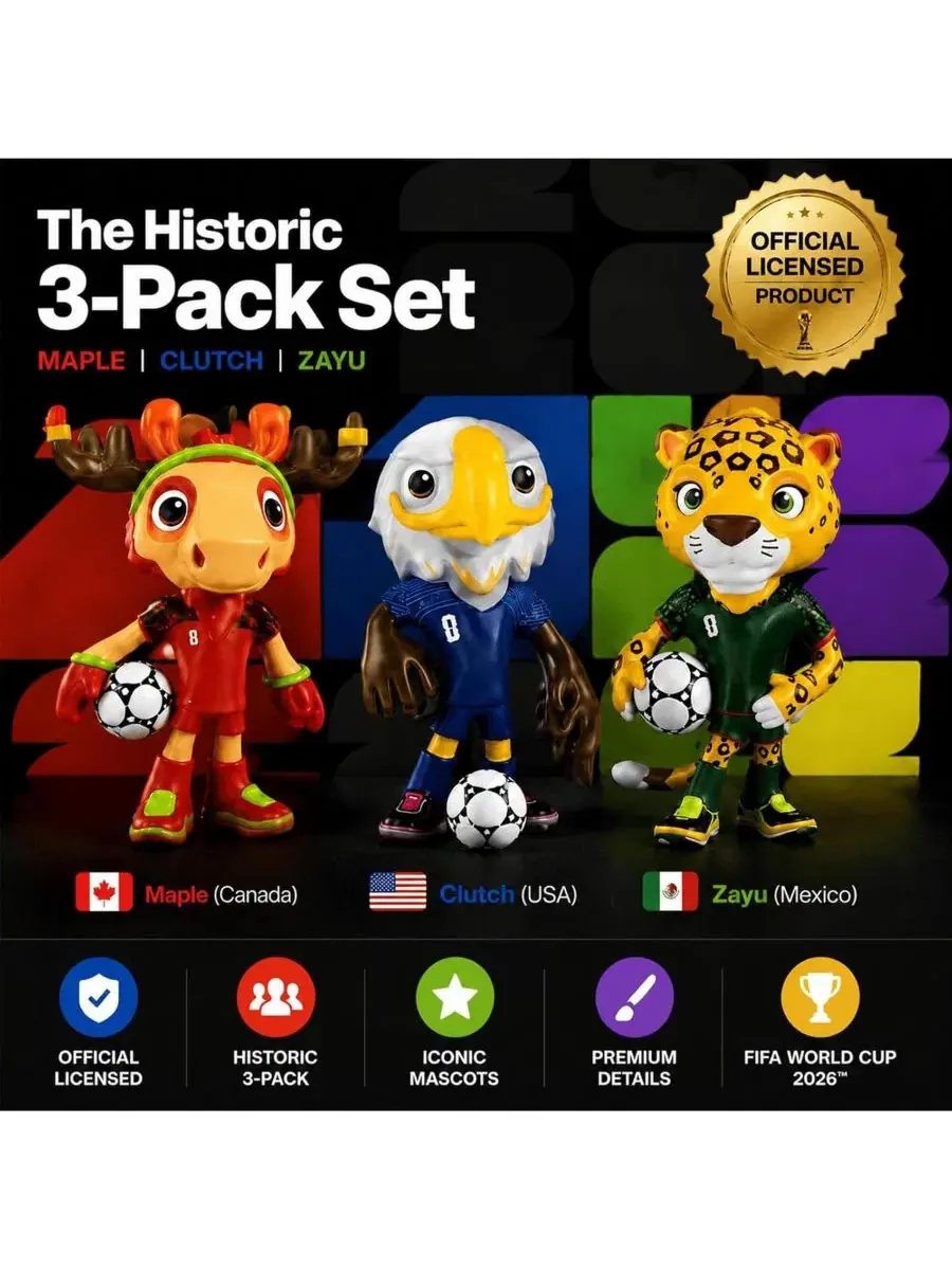Набор фигурок FIFA World Cup 26 Maple, Zayu и Clutch, 9 см FIFA — изображение 5 из 9, нет цвета