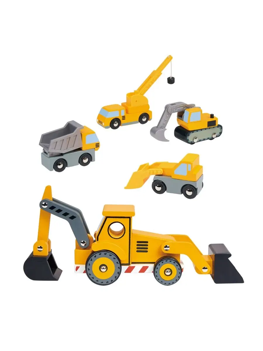 Набор строительной техники с экскаватором и 4 машинами, Construction Vehicle Bundle Mentari Toys — мульти