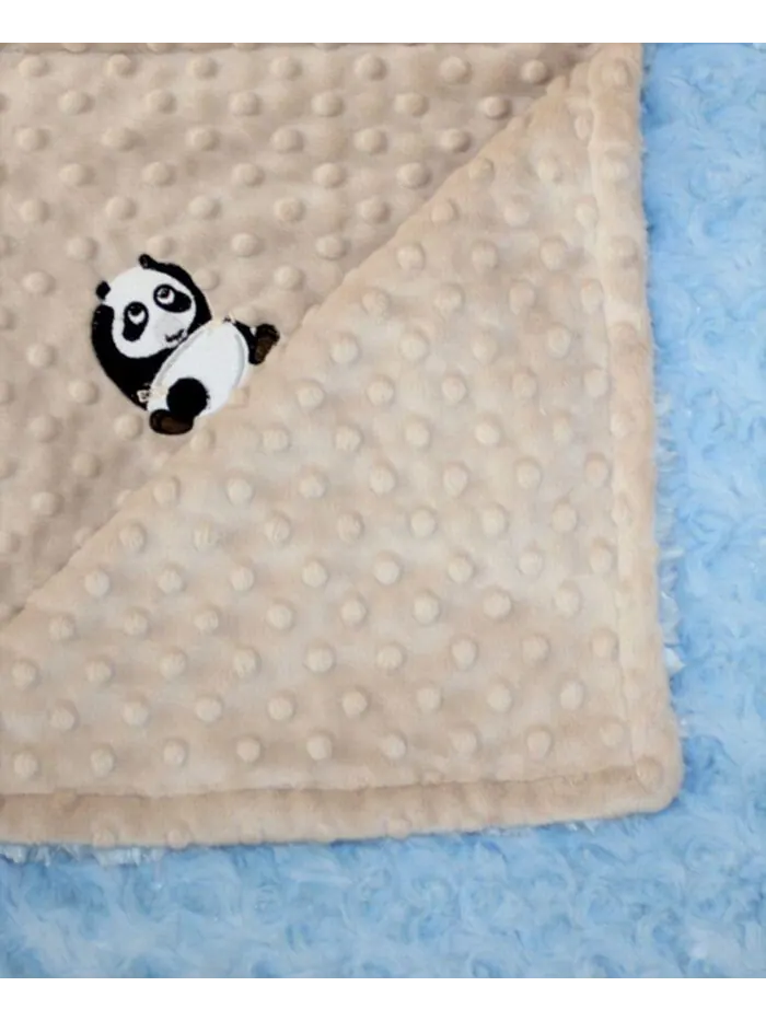 Одеяло Minky для мальчика с вышитой пандой Lil' Cub Hub — изображение 1 из 7, синий