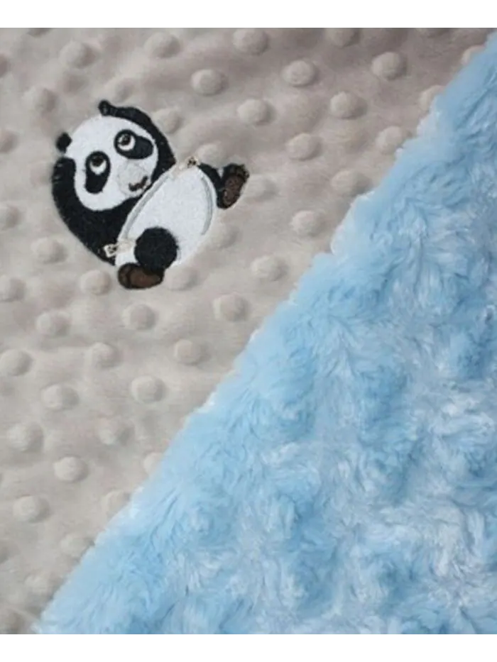 Одеяло Minky для мальчика с вышитой пандой Lil' Cub Hub — изображение 2 из 7, синий