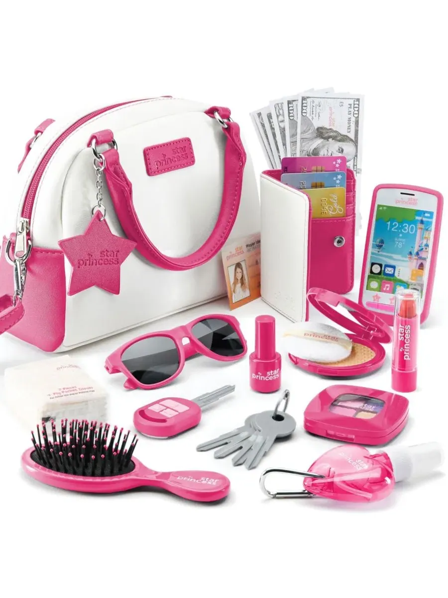 Игровой набор сумочки с аксессуарами, 18 предметов, Play Purse Pretend Phone Wallet Cards Keys
