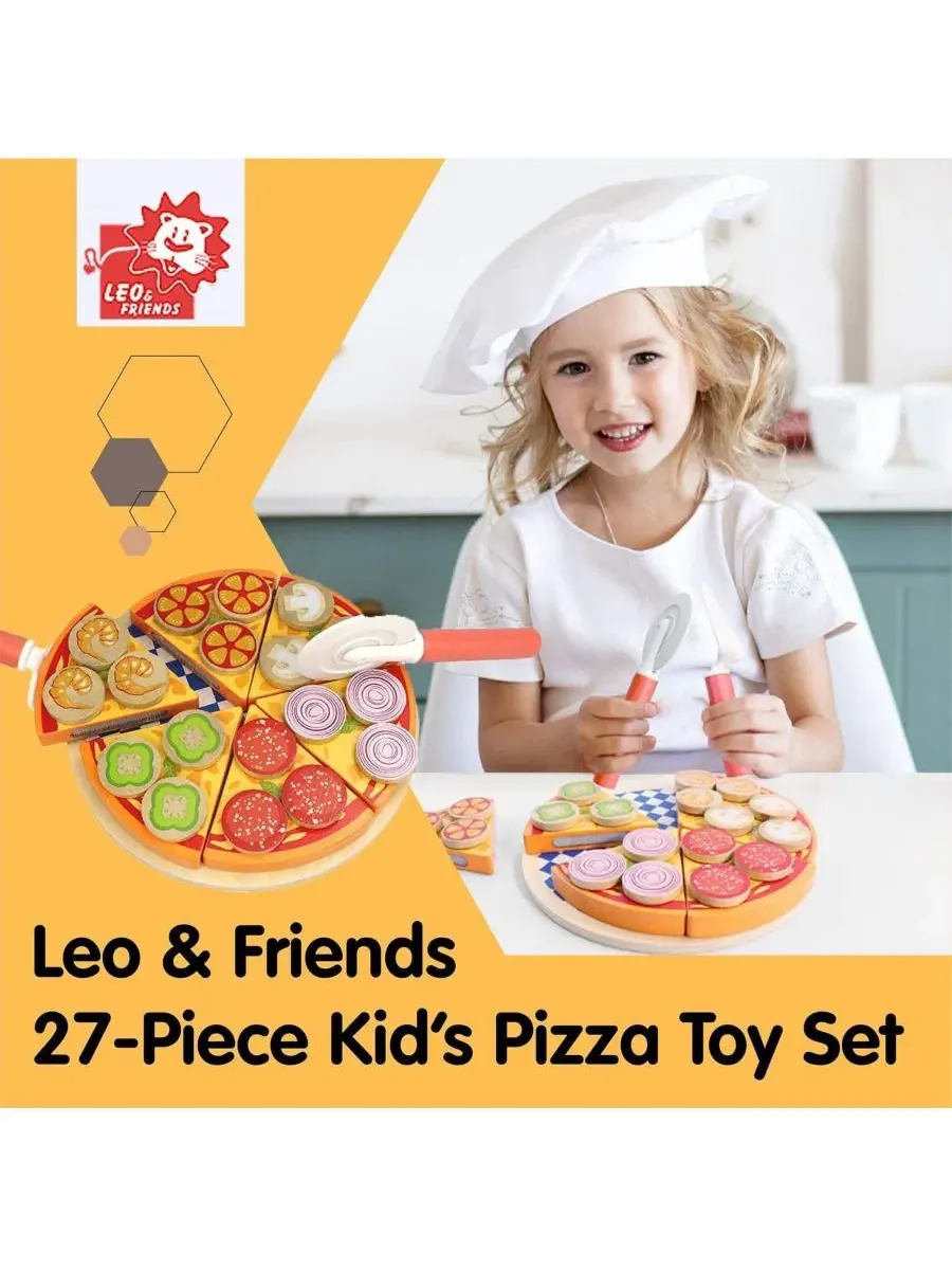 Детский набор игрушечной пиццы из 27 предметов Leo & Friends — изображение 2 из 3, мульти