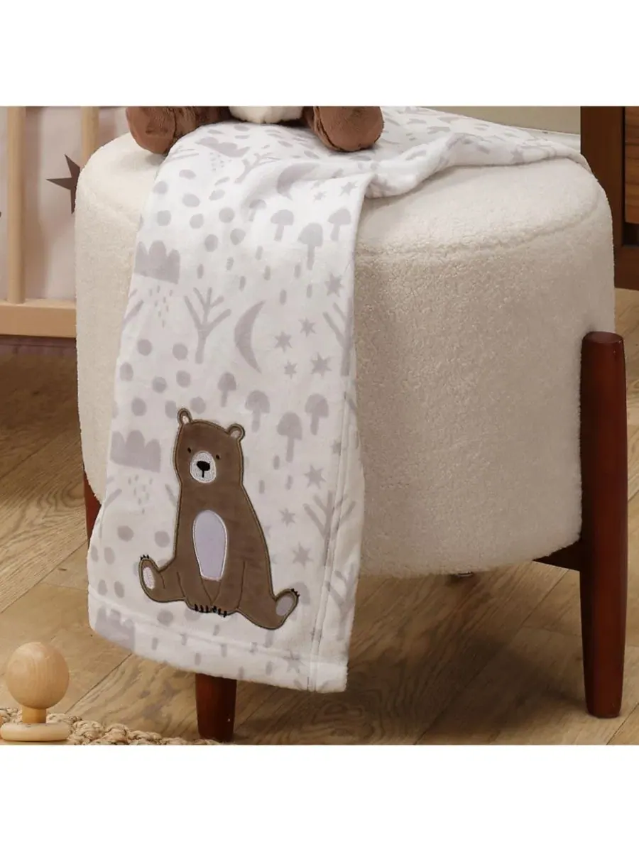 Детское мягкое флисовое одеяло «Спящий мишка» бело-коричневого цвета Bedtime Originals — изображение 8 из 8, бежевый