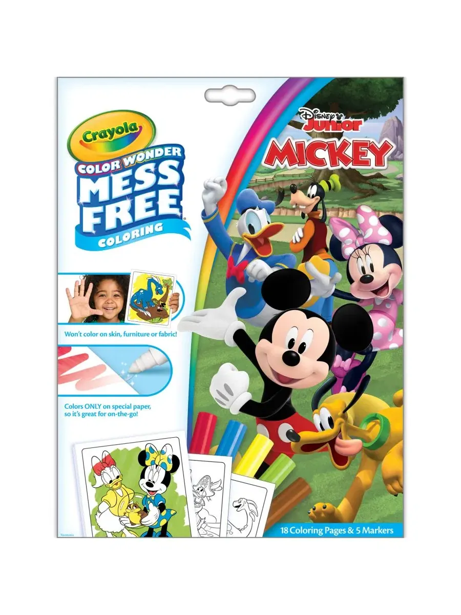 Набор для раскрашивания Color Wonder Mickey Mouse, 2 комплекта по 18 страниц и 5 маркеров Crayola — изображение 3 из 10