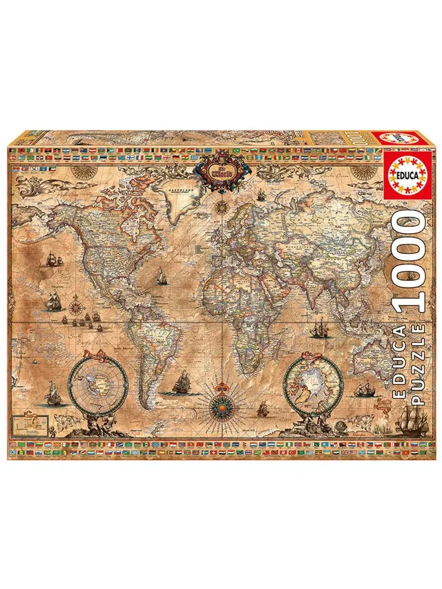 Пазл 1000 элементов Antique World Map Educa