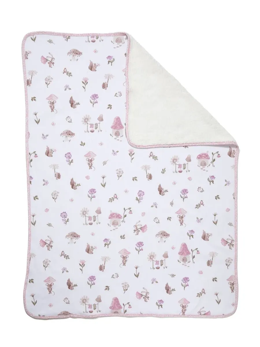 Детское одеяло для коляски Baby Girls Mushroom House Collection Jersey Sherpa Living Textiles — изображение 1 из 5, мульти