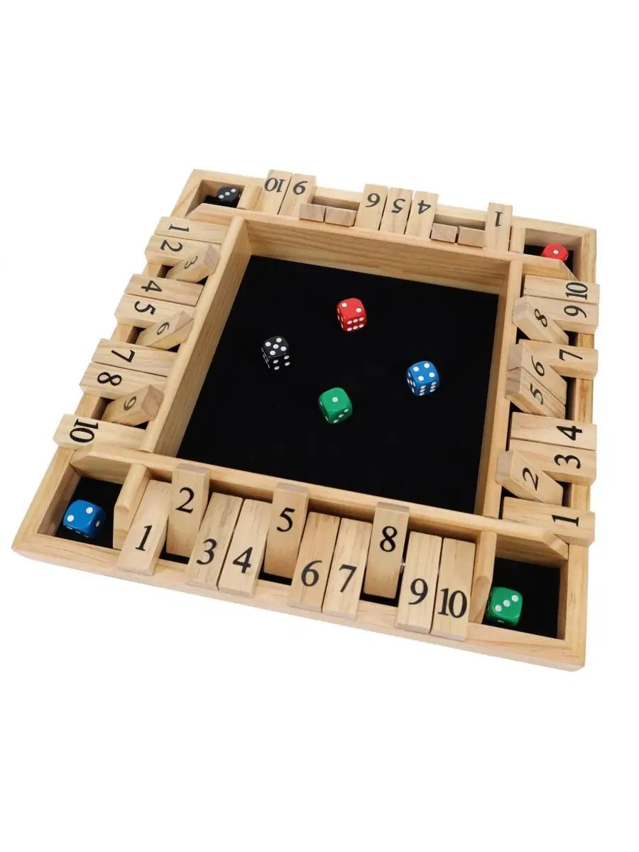 Настольная игра в кости Shut the Box для 4 игроков, изготовленная из натурального дерева, 30 см