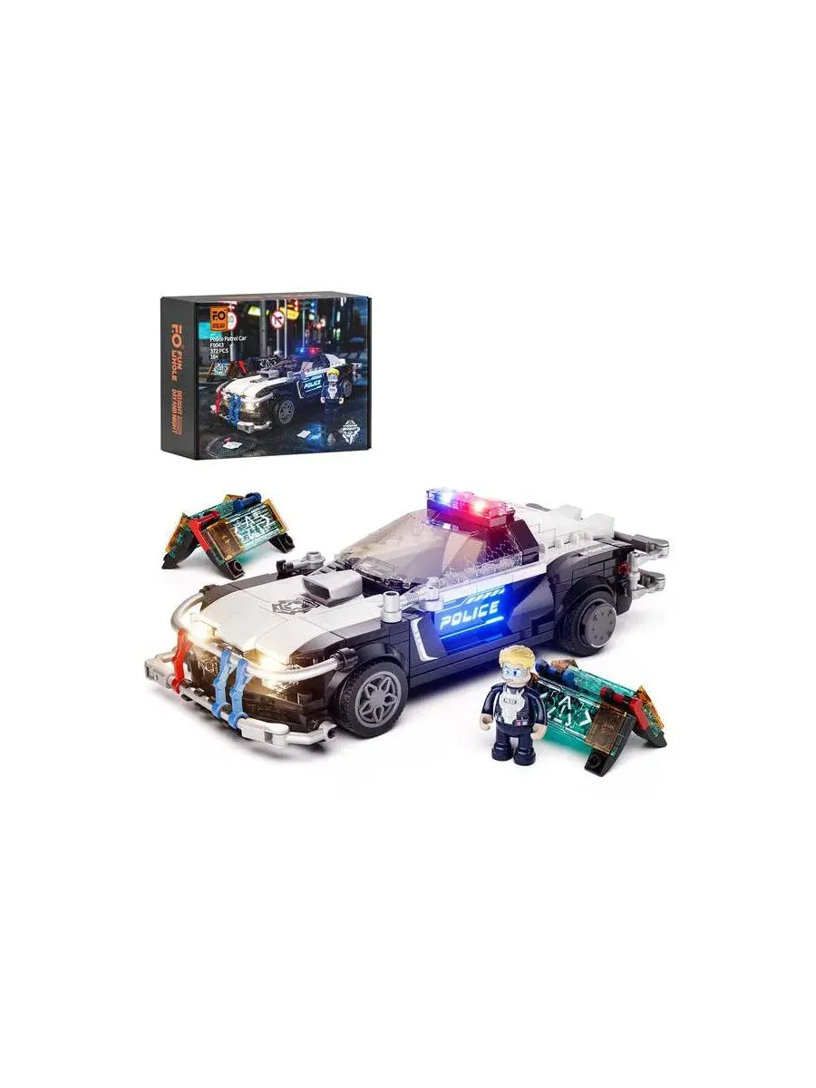 Набор полицейской машины из конструктора Cyberpunk City Car Chase с офицером, 372 детали Lumibricks