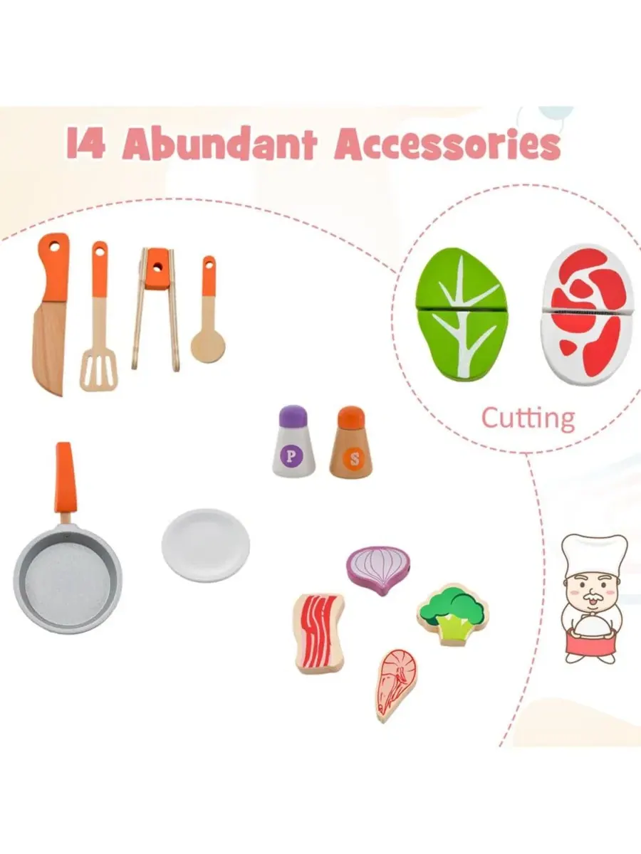 Детский игровой набор «Кухня и ресторан 2 в 1»: двусторонний, с навесом Costway — изображение 6 из 11, розовый