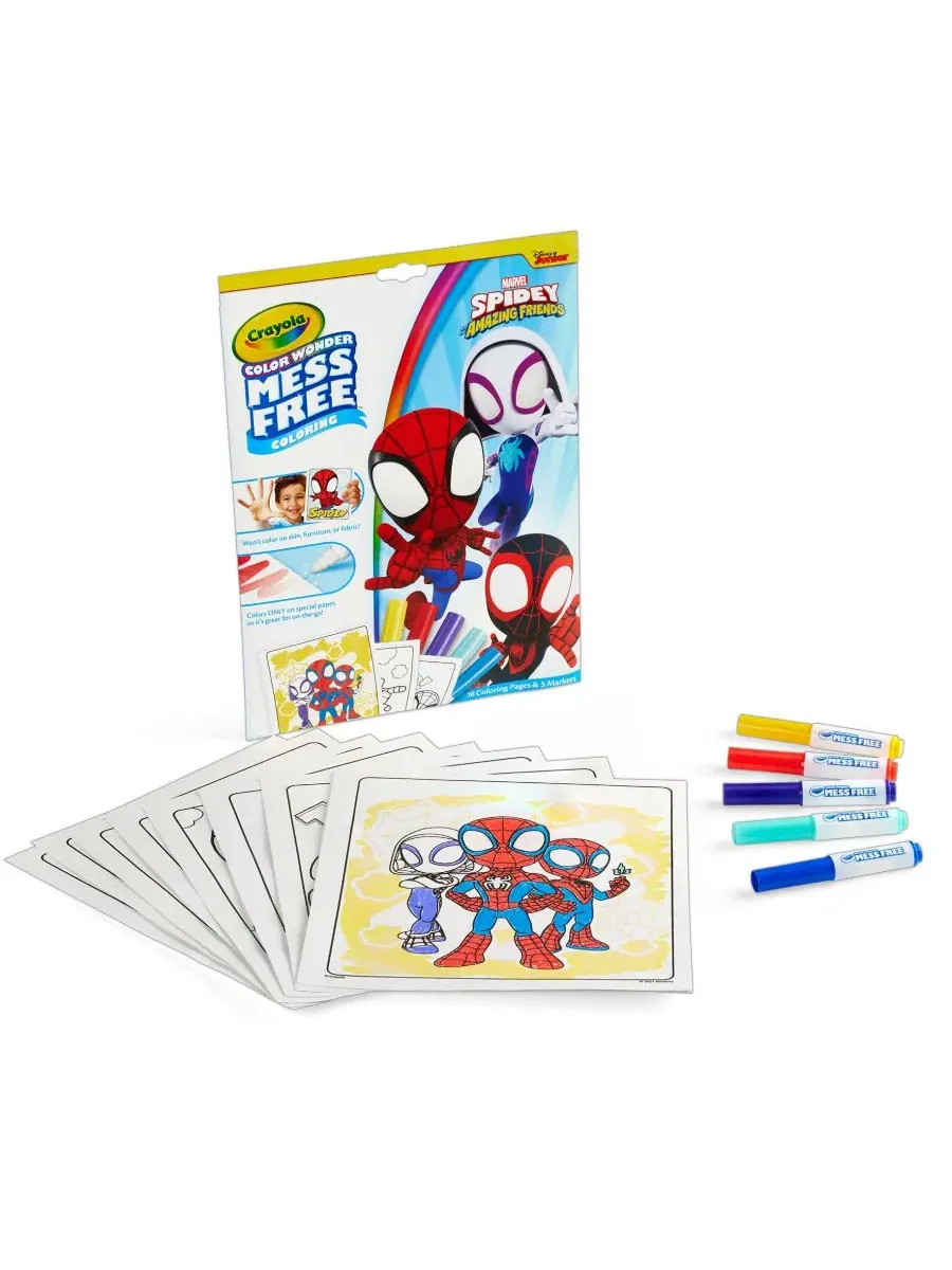 Набор для раскрашивания Color Wonder Spidey and His Amazing Friends, 2 комплекта Crayola — изображение 2 из 6, мульти