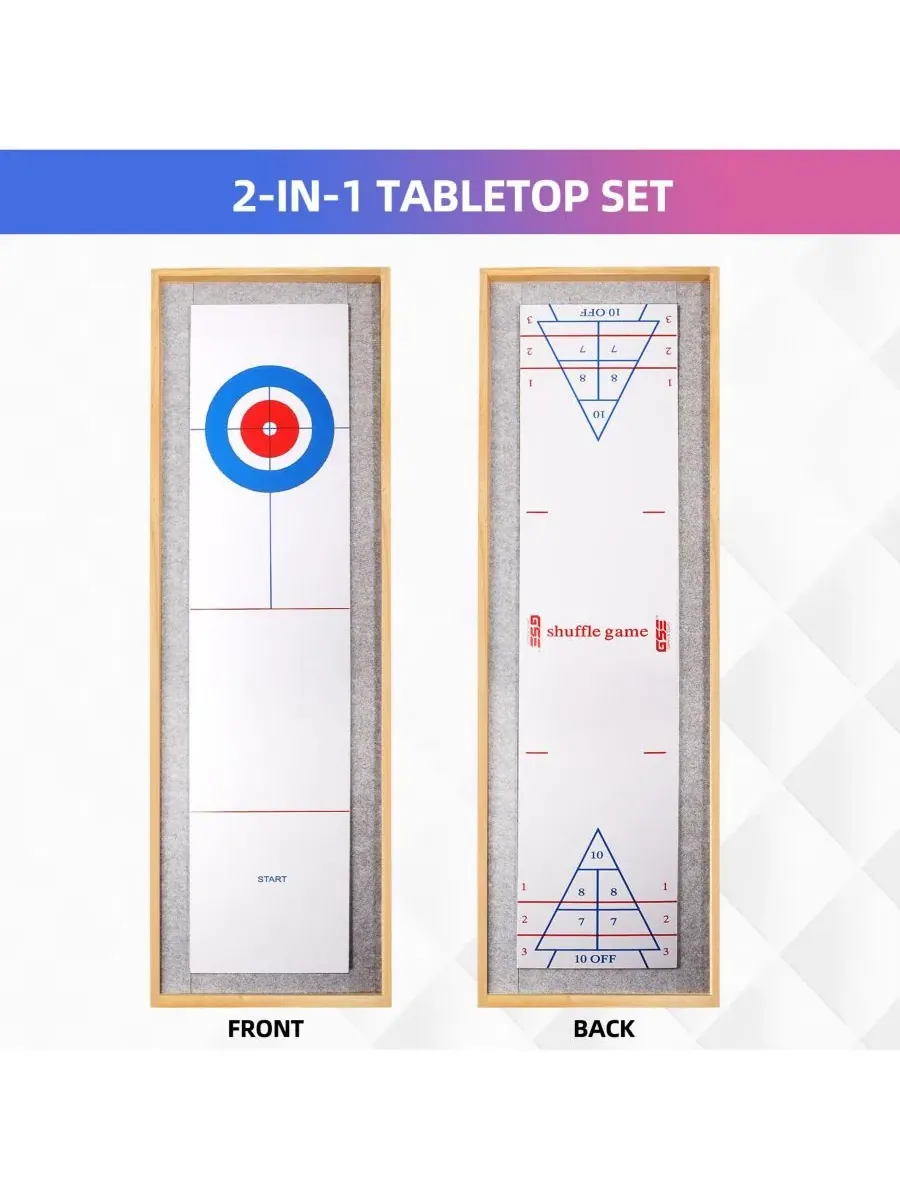 Настольная игра 2-в-1 для шаффлборда и керлинга, 122x34x5 см, из сосны GSE Games & Sports Expert — изображение 5 из 5