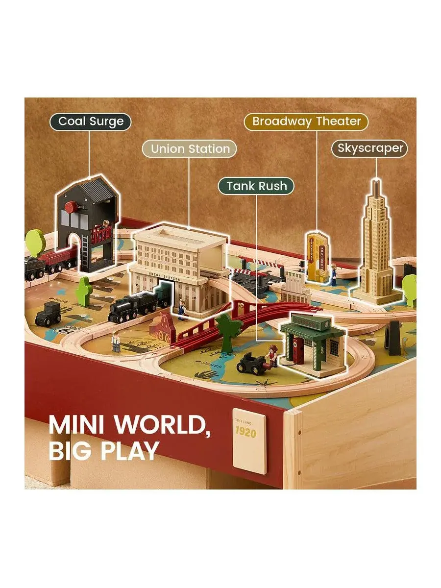 Детский игровой стол с поездом 1920 Railway Adventure Tiny Land, 1.2 м — изображение 3 из 11, нет цвета