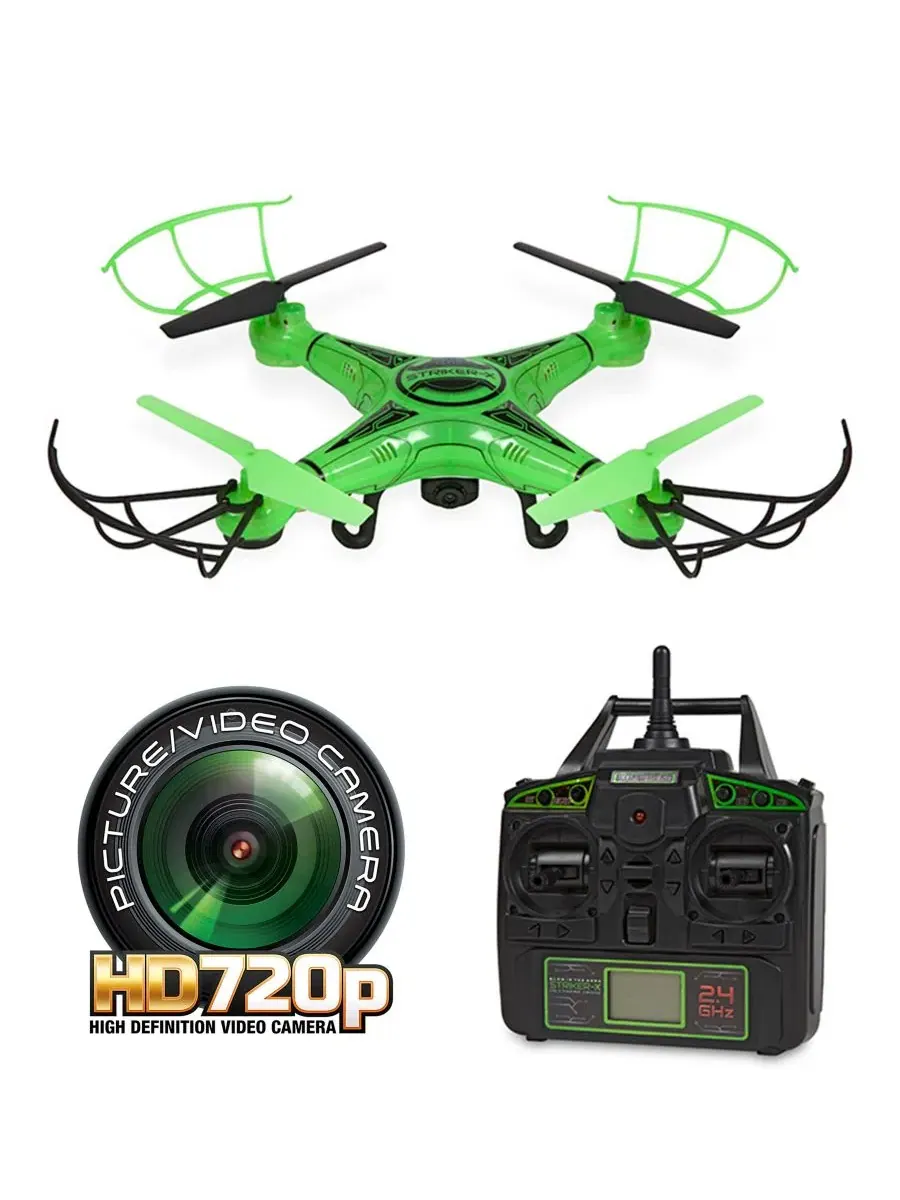 Дрон Striker-X с HD-камерой, светящийся в темноте, 2,4 ГГц, 4,5 канала, радиоуправляемый World Tech