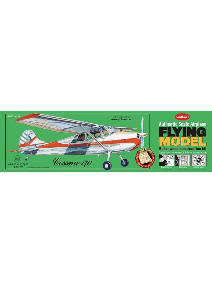 Набор для сборки модели самолета Cessna 170, вырезанной лазером Guillow'S — мульти