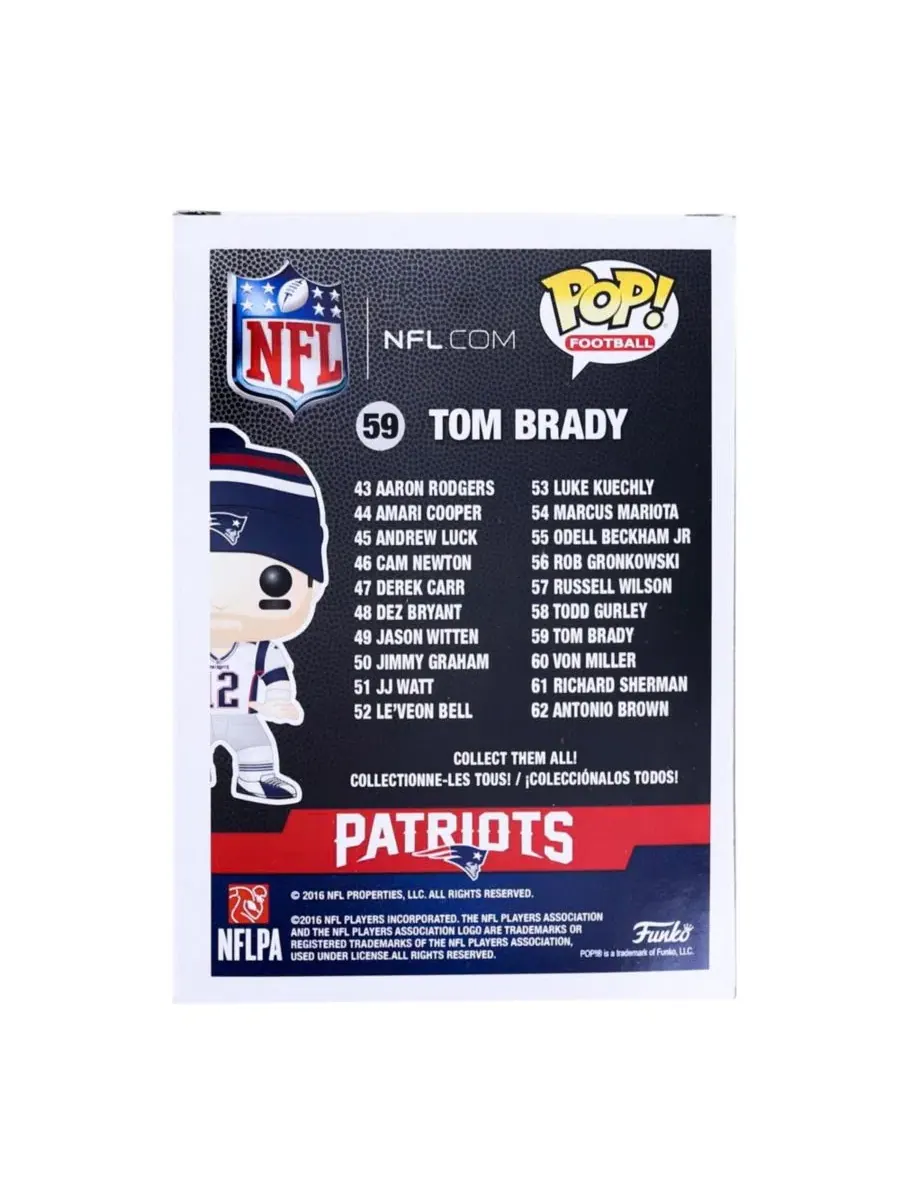 Фигурка Тома Брэди из команды New England Patriots (НФЛ) 2016 года, оценка AFA 9.0 Funko — изображение 4 из 4