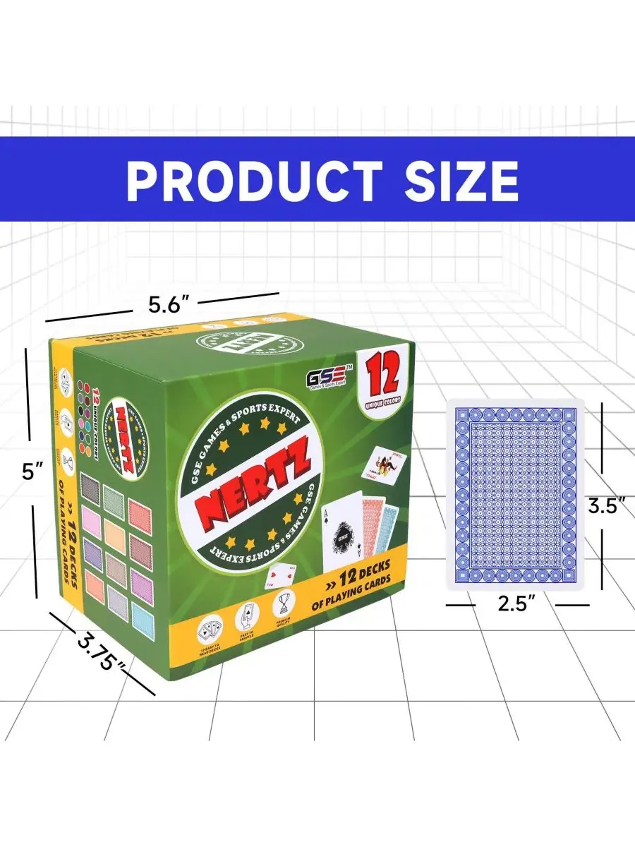 Набор карточных игр Nertz из 12 колод, разноцветные игральные карты для покера, блэкджека, рамми — изображение 2 из 6