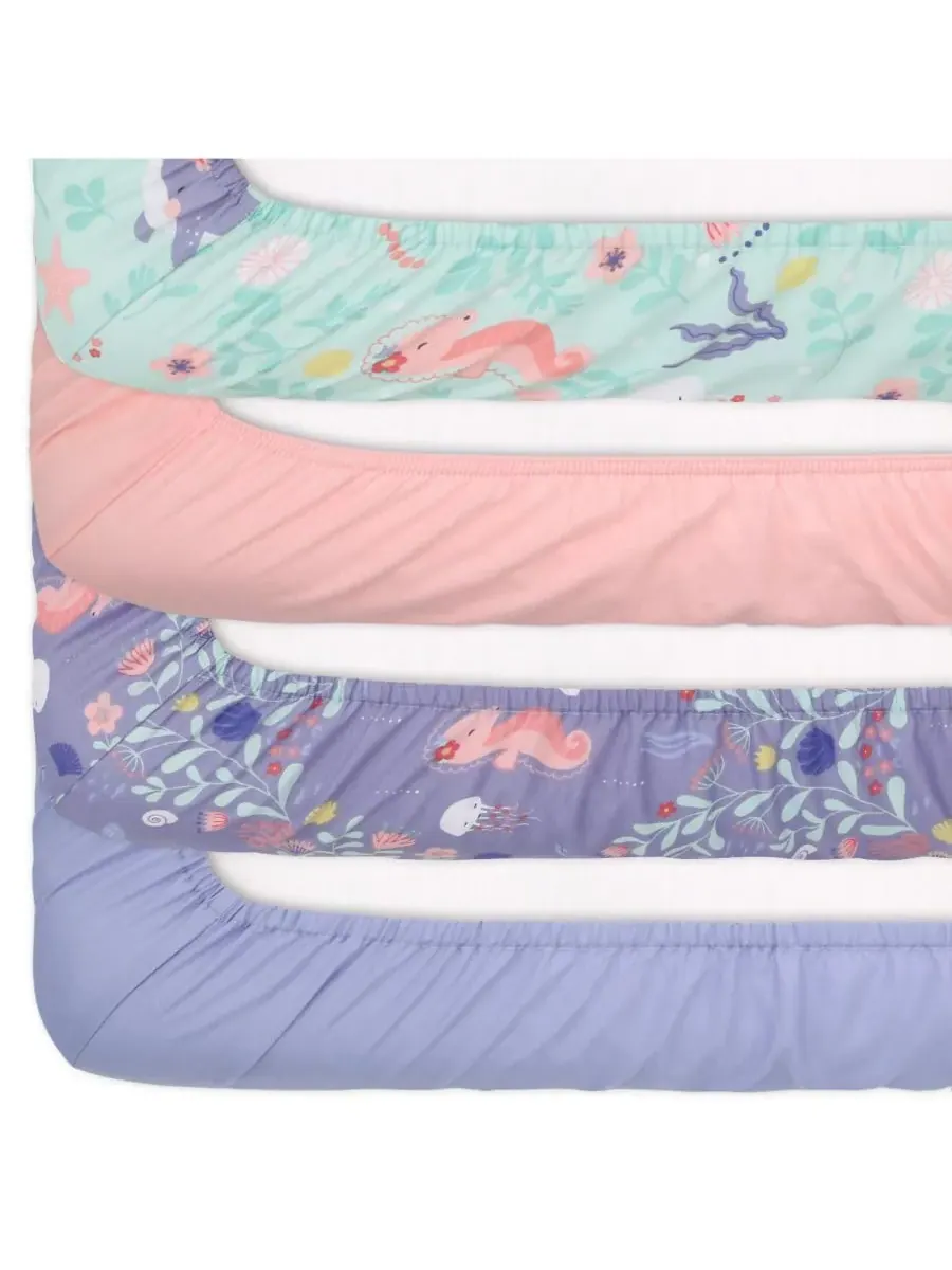 Комплект из 4 простыней для детской кроватки Ocean Girl из микрофибры The Peanutshell — изображение 6 из 7