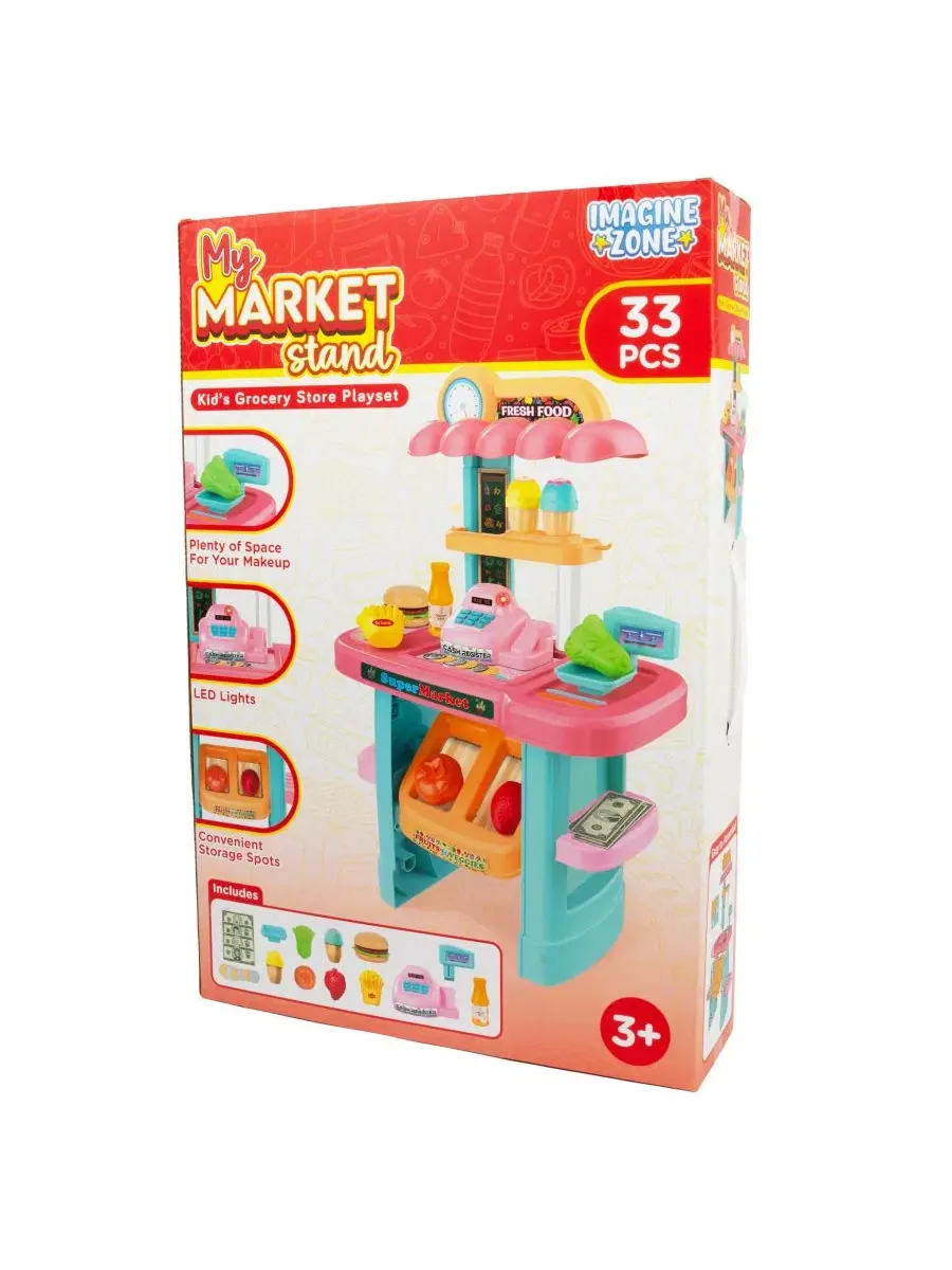Детский игровой набор продуктового магазина My Market Stand, 33 предмета World Tech Toys — изображение 3 из 6, нет цвета