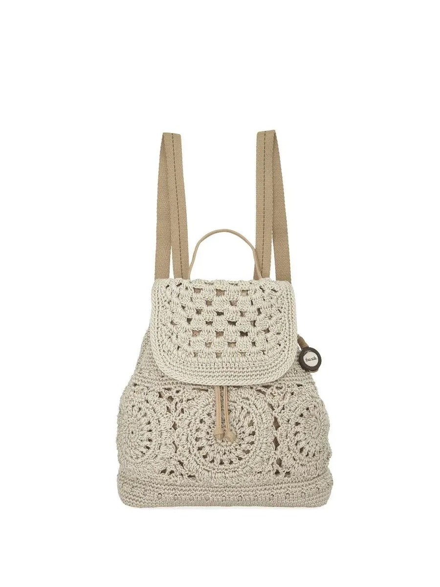 Большой женский вязаный рюкзак Sayulita The Sak, Natural Medallion — изображение 1 из 7