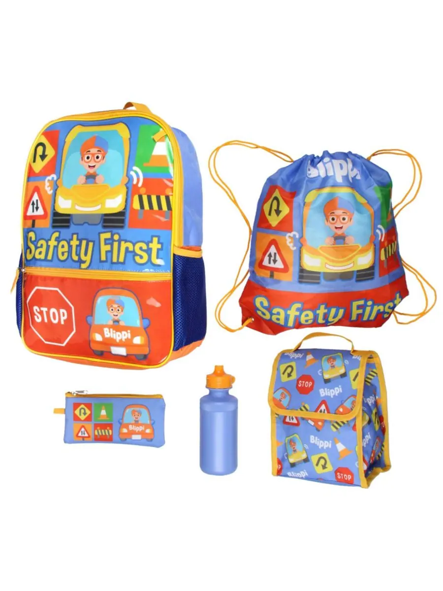 Набор из 5 предметов: рюкзак Safety First для детей, для школы и путешествий, с ланч-боксом Blippi