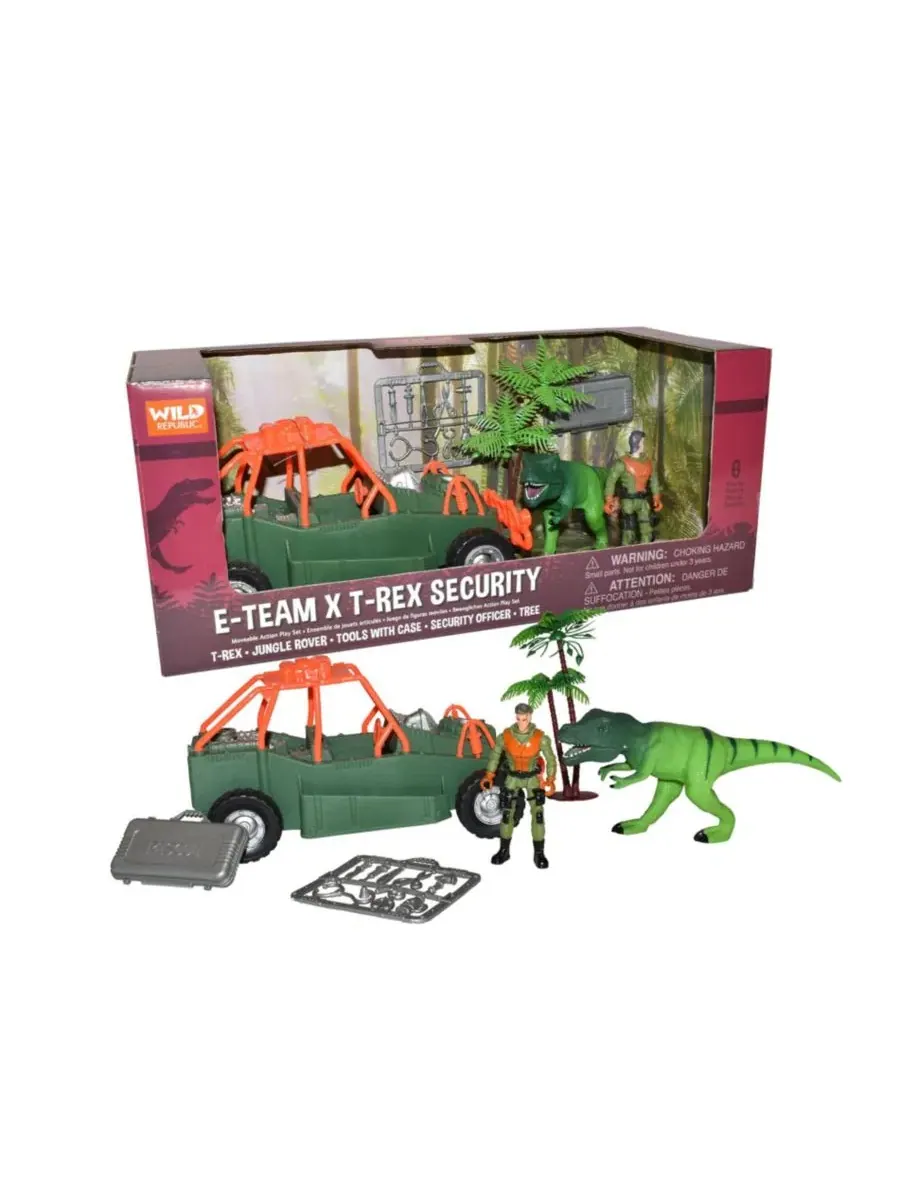 Игровой набор с фигурками динозавров T-Rex E-Team Box Set, 6 предметов Wild Republic, Open — изображение 1 из 2
