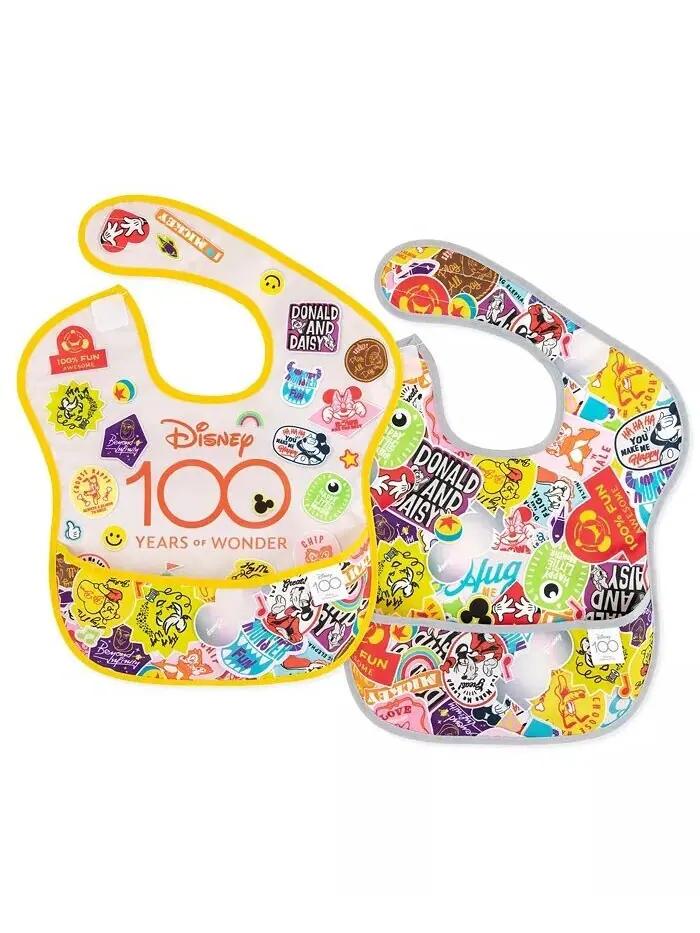 Супер нагрудники Baby Disney 100 Happy Faces, 2 шт Bumkins — без цвета