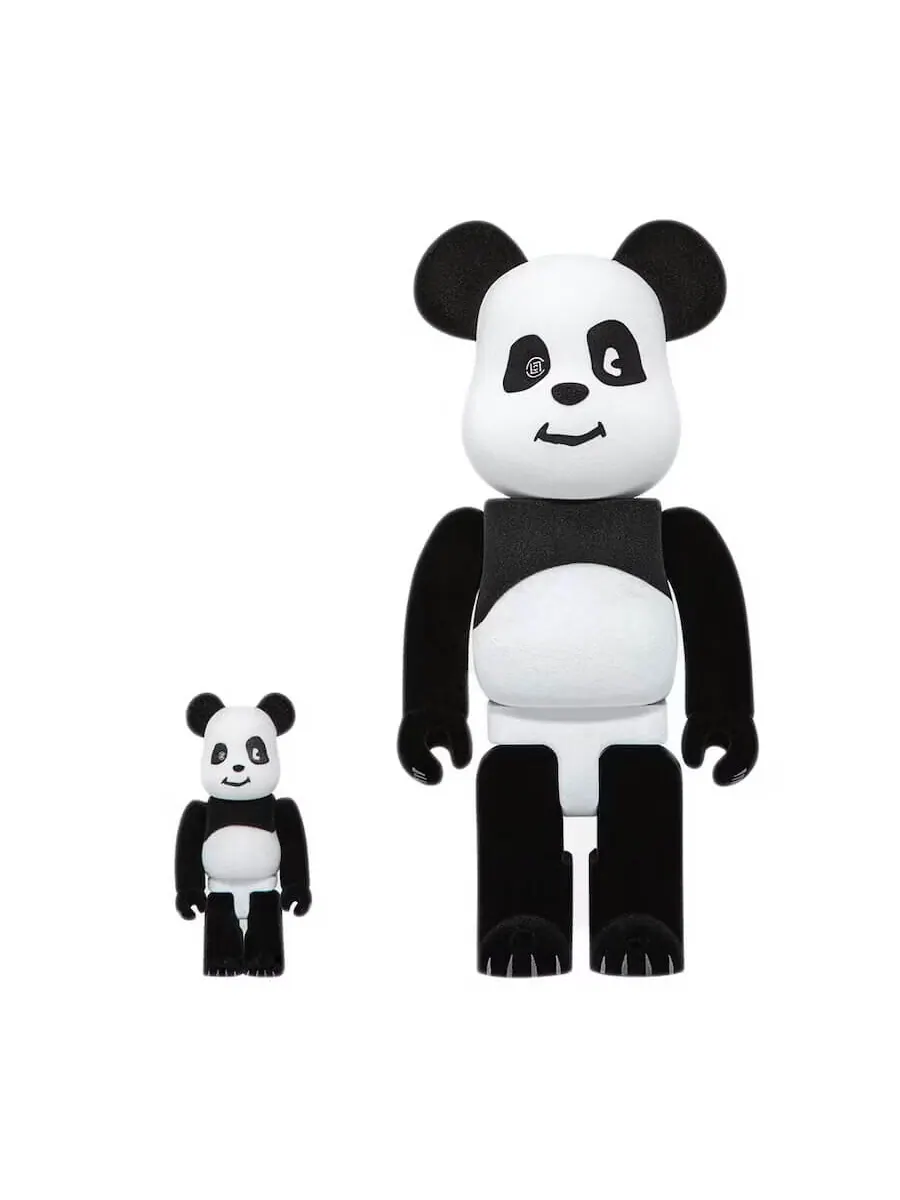 Набор фигурок Bearbrick x CLOT Panda 100% & 400%, 2 предмета — изображение 2 из 4, черный/белый
