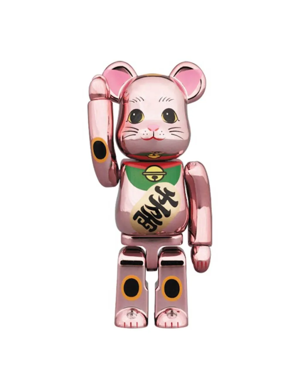 Фигурка виниловая Bearbrick Maneki Neko Gold Plate 100% — изображение 1 из 2, золотисто-розовый