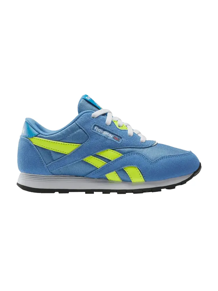 Кроссовки Reebok Classic Nylon Little Kid 'Essential Blue Solar Acid Yellow' — изображение 1 из 1, синий/желтый/синий