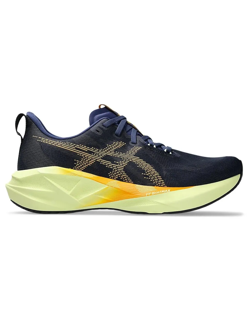 Беговые мужские кроссовки Asics Novablast 5, Indigo Blue/Amber — изображение 1 из 7, синий/желтый