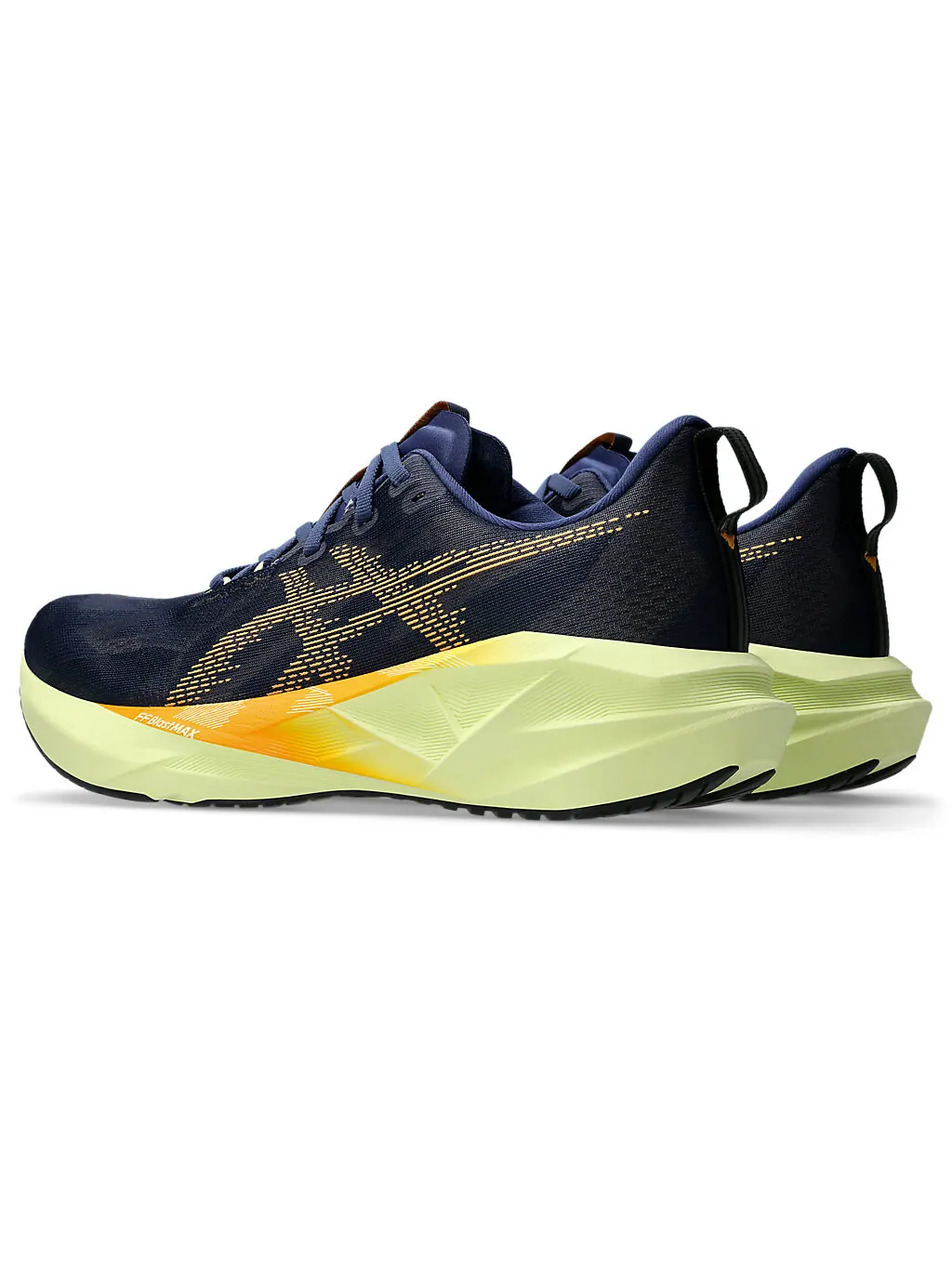 Беговые мужские кроссовки Asics Novablast 5, Indigo Blue/Amber — изображение 3 из 7, синий/желтый