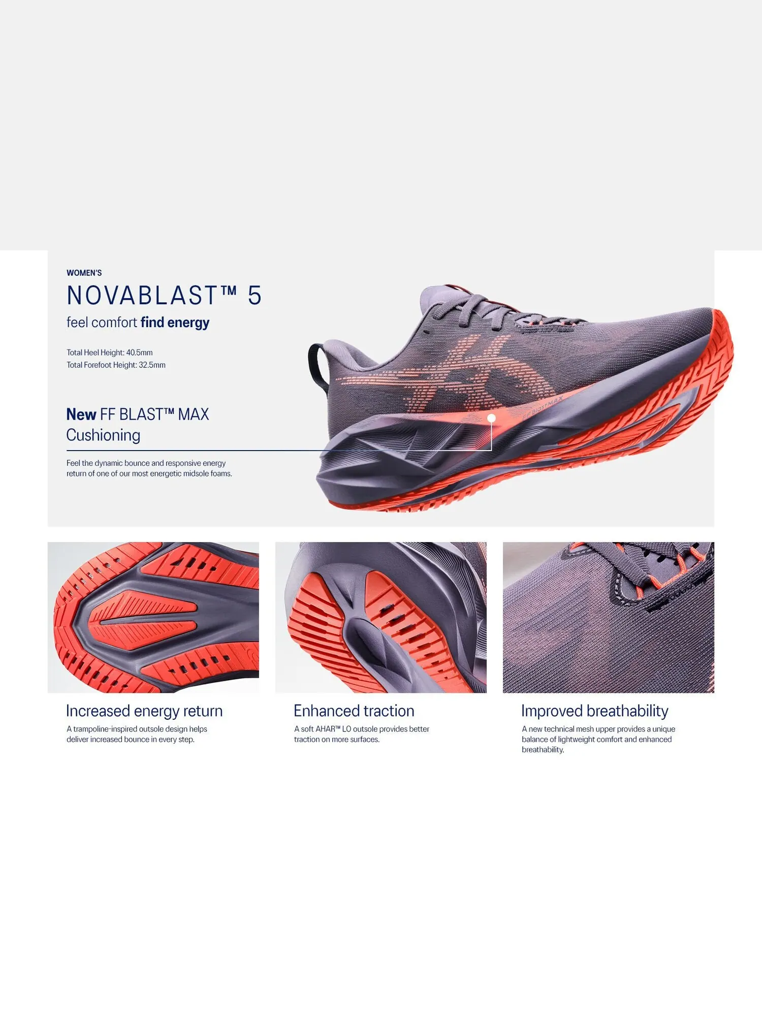 Беговые женские кроссовки Asics Novablast 5 — изображение 8 из 8, фиолетовый