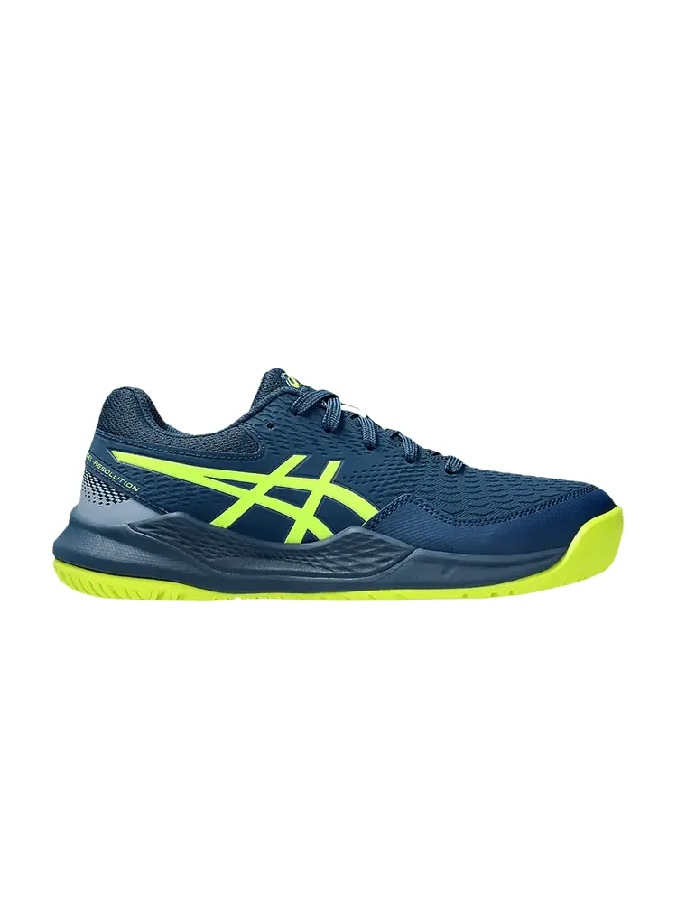 Кроссовки ASICS Gel Resolution 9 GS Mako Blue Safety Yellow — изображение 1 из 1, синий желтый