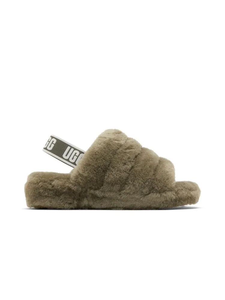 Кроссовки UGG Wmns Fluff Yeah Slide Burnt Olive — изображение 1 из 6, зеленый