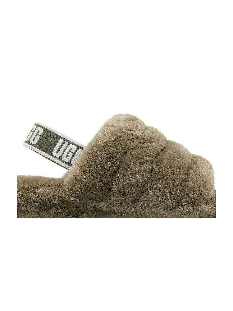 Кроссовки UGG Wmns Fluff Yeah Slide Burnt Olive — изображение 2 из 6, зеленый