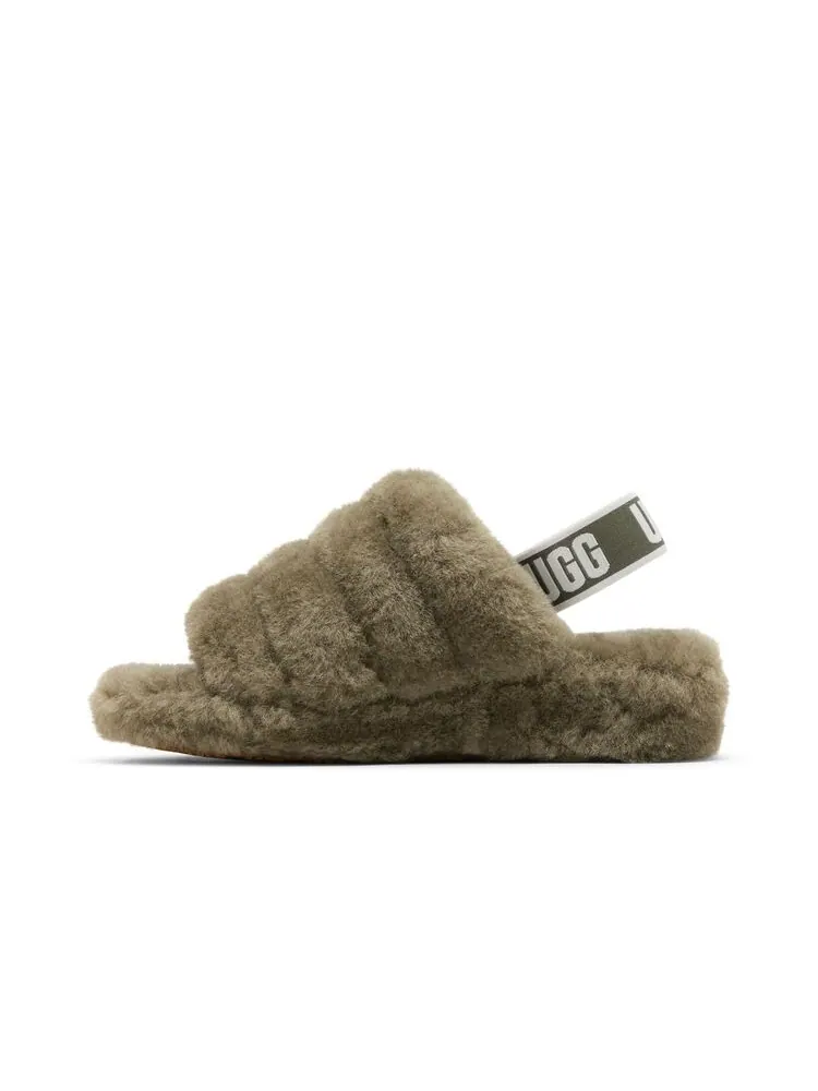Кроссовки UGG Wmns Fluff Yeah Slide Burnt Olive — изображение 3 из 6, зеленый