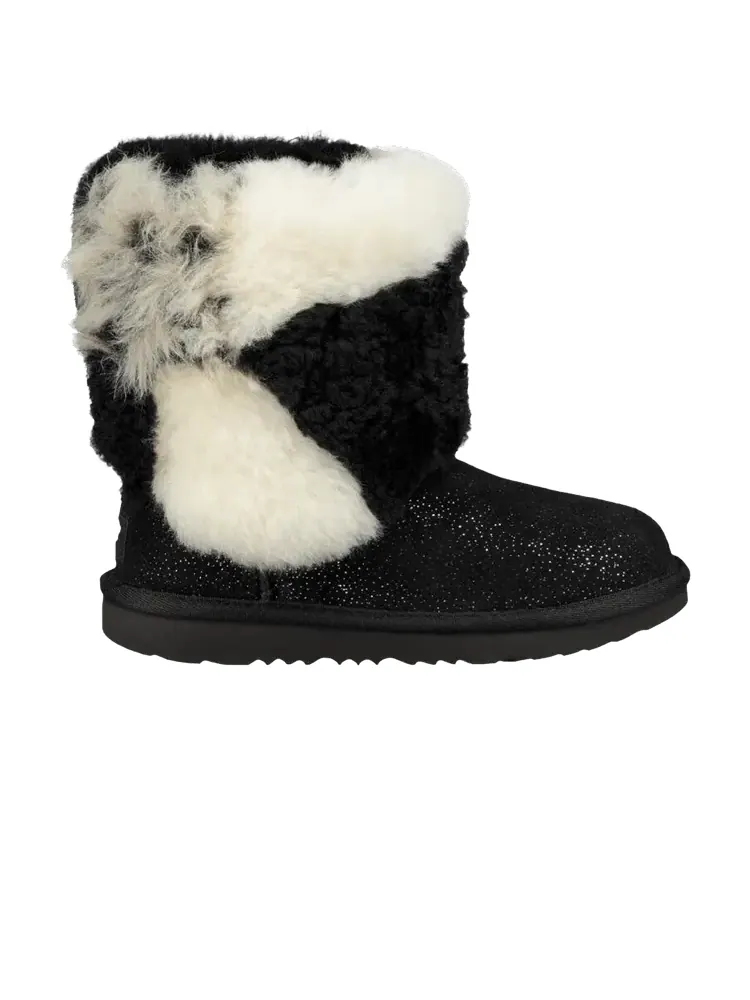 Ботинки UGG Classic Short Patchwork Fluff Boot Toddler Black — изображение 1 из 1, черный