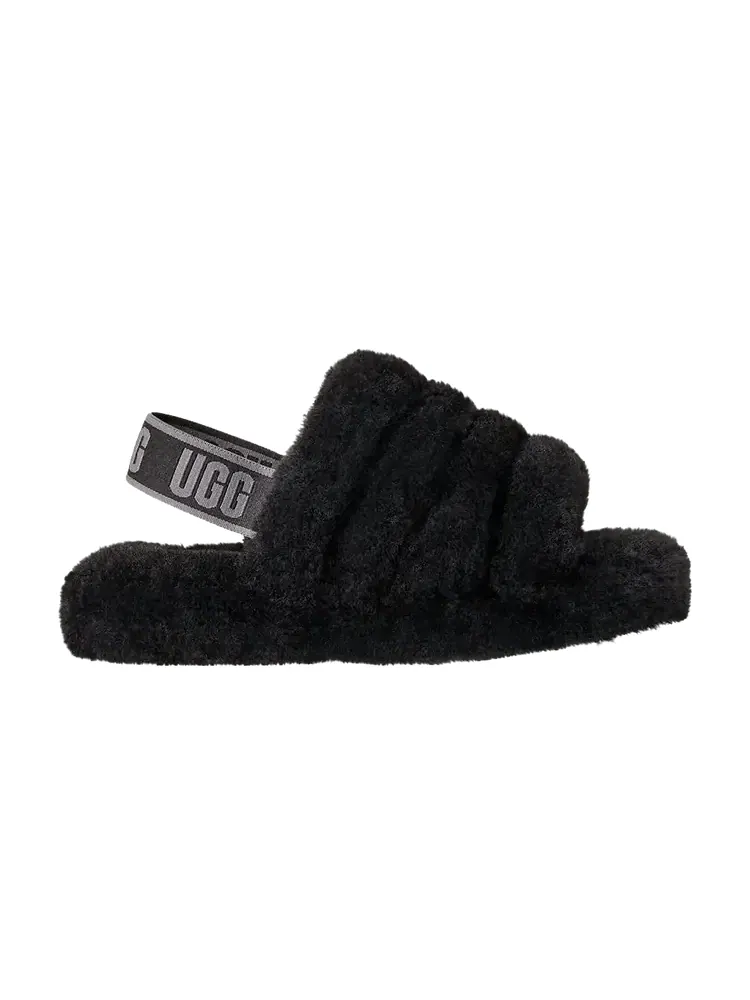 Сланцы UGG Fluff Yeah Slide Kids — изображение 1 из 1, черный темный